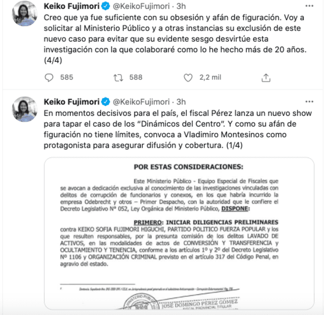 Twitter de Keiko Fujimori