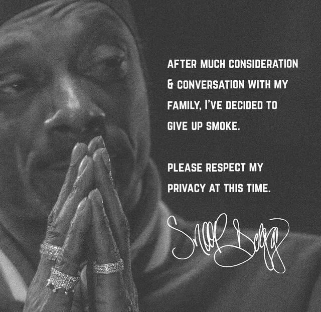 Snoop Dogg hizo un anuncio en su cuenta de Instagram. Foto: Instagram    