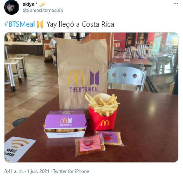 The BTS Meal en Costa Rica. Foto: Twitter