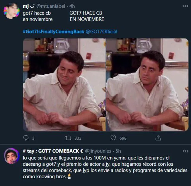 Tuits sobre el comeback de GOT7. Foto: Captura Twitter