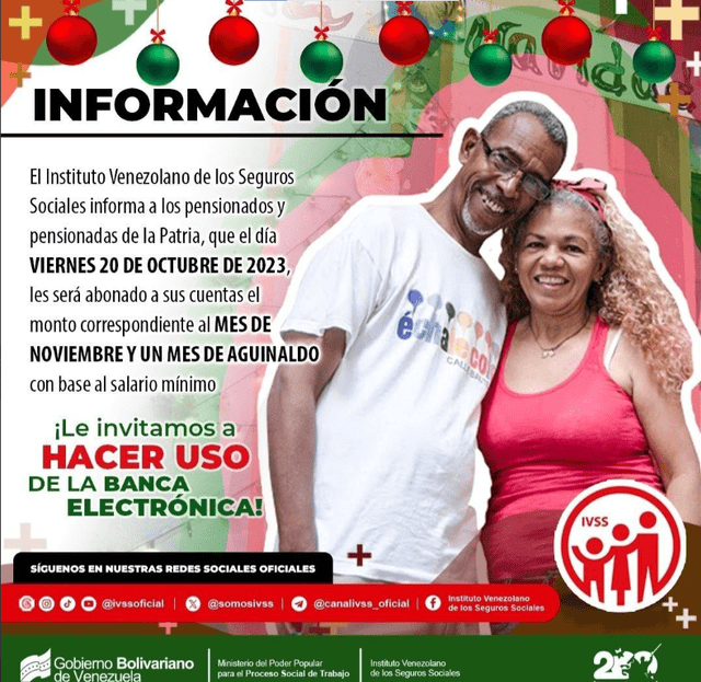 Pago aguinaldos pensionados 2023 | Aguinaldos en Venezuela 2023: mira AQUÍ la fecha del pago de noviembre para pensionados IVSS | cuándo pagan el primer mes de aguinaldo | bono octubre | pensionados | Venezuela