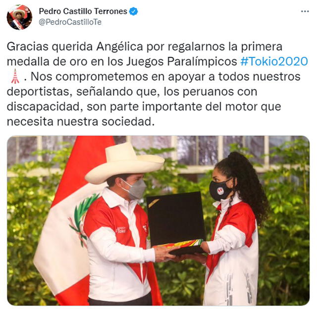 Publicación de Pedro Castillo en Twitter.
