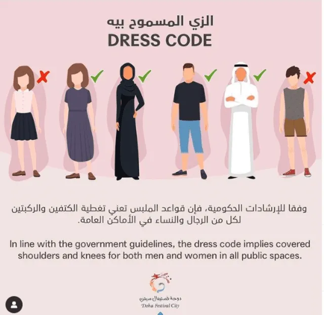 Código de vestimenta para visitar Qatar. Foto: Instagram/ryrqatar