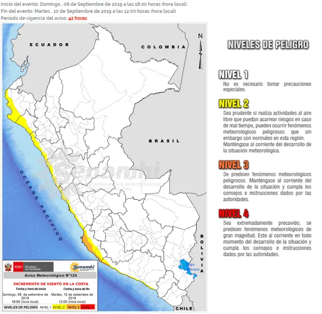 Senamhi alerta de fuertes vientos en la costa del Perú. Foto: Senamhi