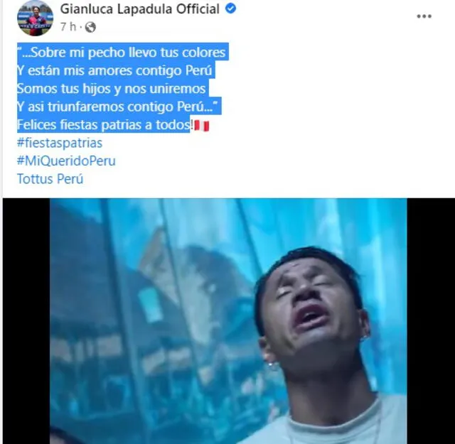 Gianluca Lapadula saluda a Perú en su aniversario patrio mediante sus redes sociales.