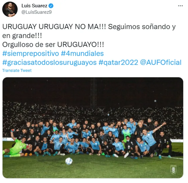 Luis Suárez celebró el triunfo de Uruguay. Foto: Twitter Luis Suárez