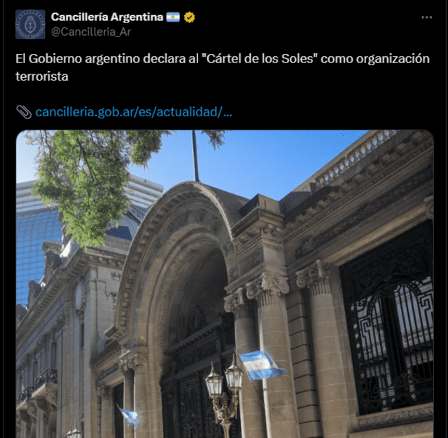 La Cancillería emitió su comunicado a través de su cuenta de X.   