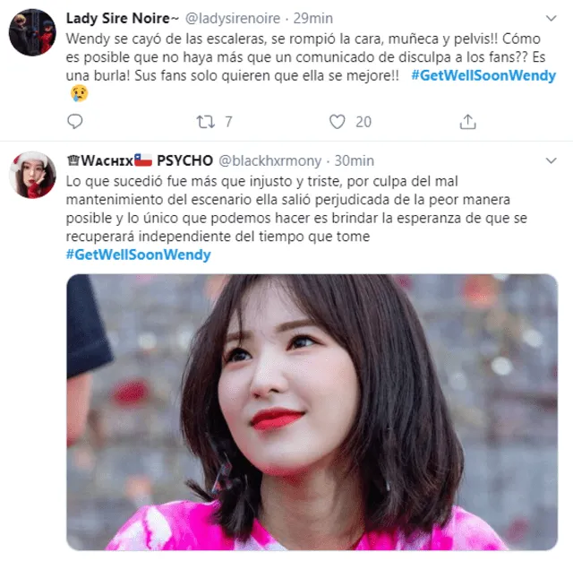 Fans de Wendy muestran su indignación en Twitter.