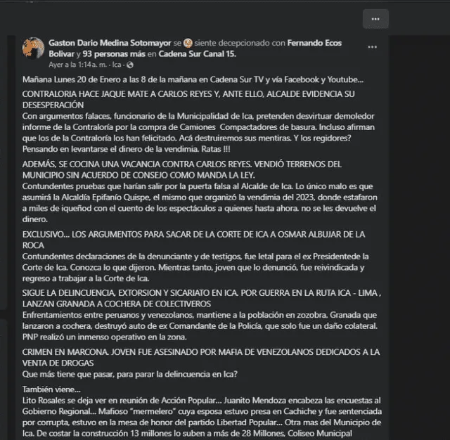 Periodista anunciaba reportaje contra el alcalde Carlos Reyes antes de ser asesinado. Foto: Facebook   