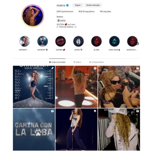 <em>No existe ningún posteo de la presunta canción en las redes de Shakira. Foto: captura de Instagram</em>   