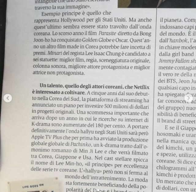 Imagen subida por fans de Lee Min Ho de la revista Panorama. Foto: @minozitalia