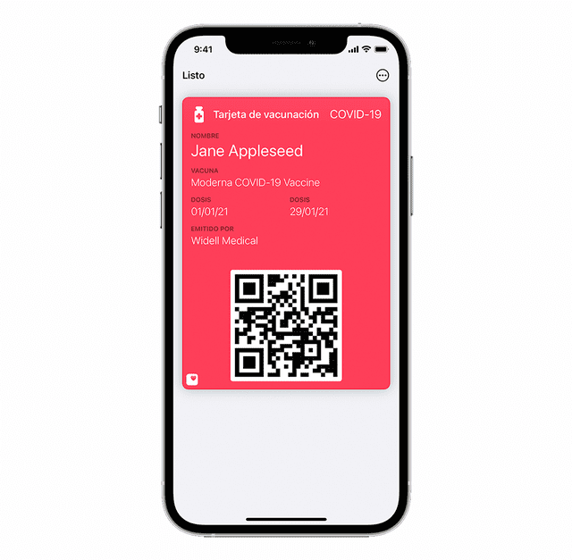 Cómo lucen las tarjetas de vacunación en iOS. Foto: Apple