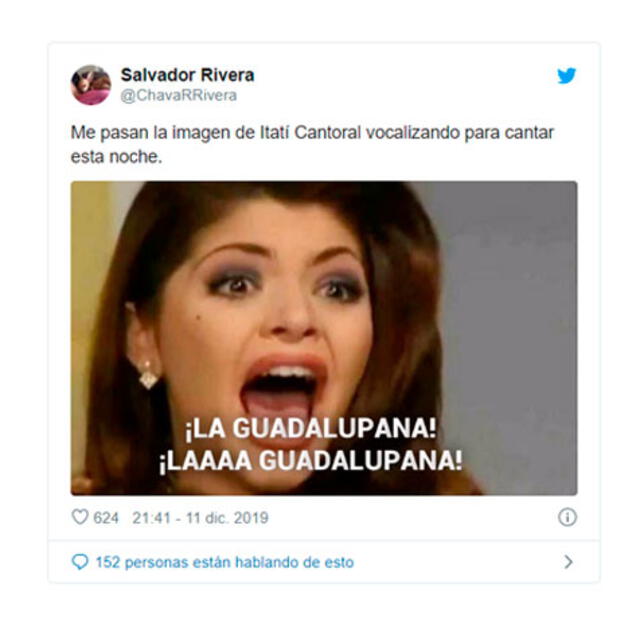 Las redes sociales comentaron la interpretación de Itati Cantoral de "La Guadalupana". Foto: Twitter