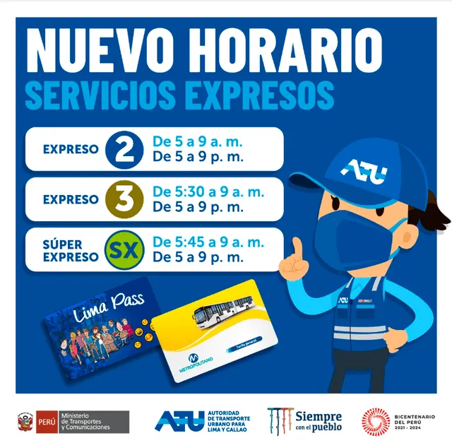 Horarios del servicio expreso. Foto: Metropolitano/Twitter