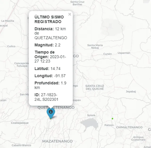 Último temblor registrado en Guatemala. Foto: Insivumeh