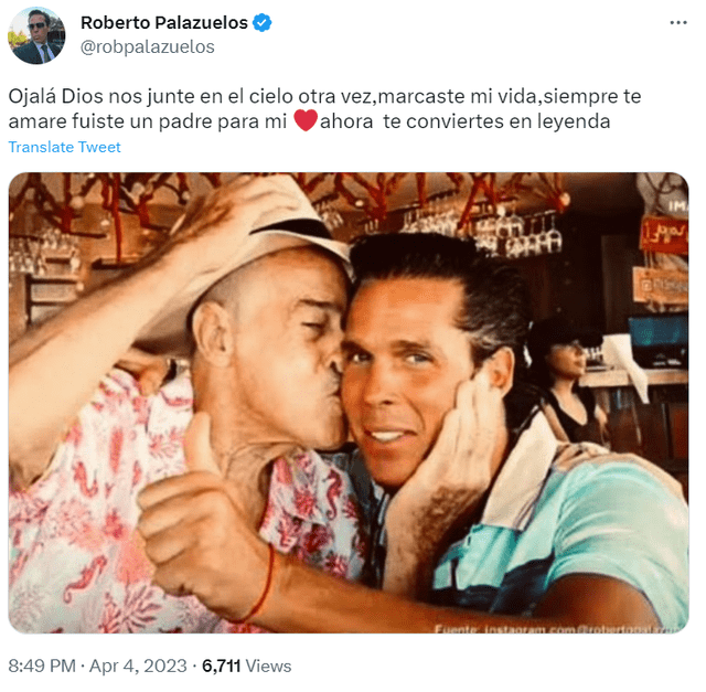  Roberto Palazuelos y su emotiva despedida a Andrés García. Foto: Roberto Palazuelos / Twitter    