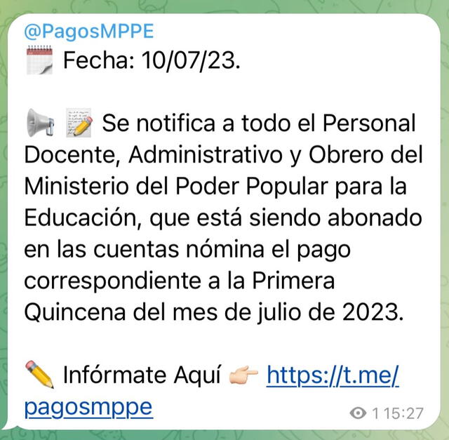 pago de quincena | Ministerio de Educación | MPPE | Venezuela