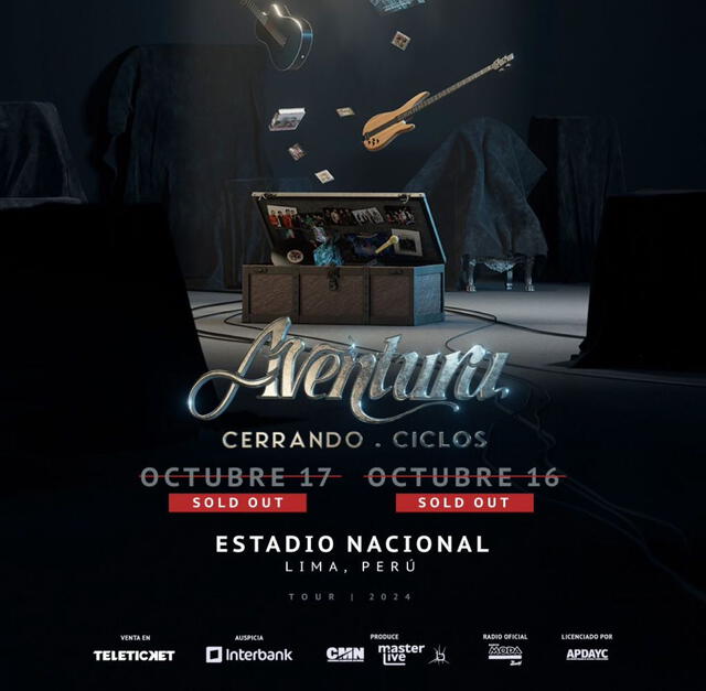  Aventura hace sold out en sus dos días de concierto en Lima. Foto: difusión   