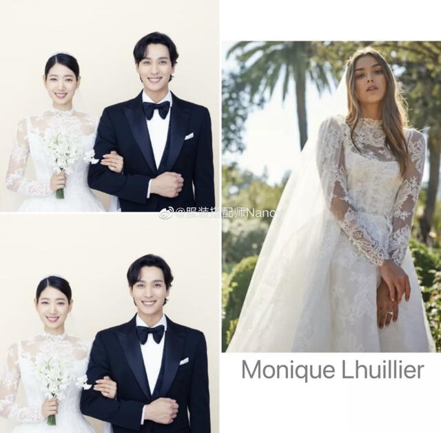 Vestidos usados por Park Shin Hye en su boda. Foto: vía Weibo