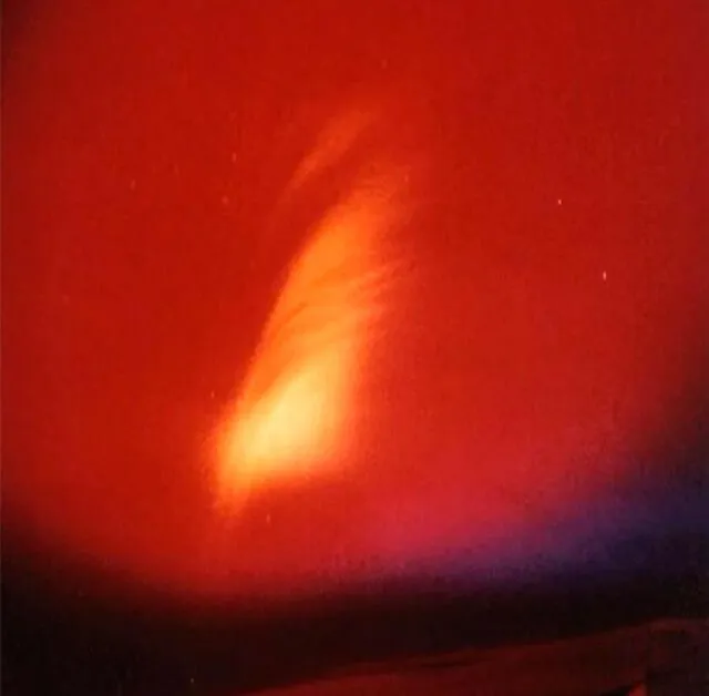 Vista desde un avión: una aurora creada por la explosión Starfish Prime. Foto: Difusión.