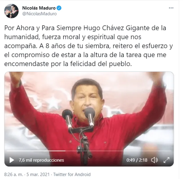 Tuit de Nicolás Maduro. Foto: captura de Twitter