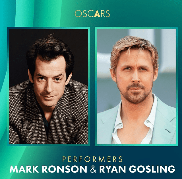  Mark Ronson y Ryan Gosling en los Oscar 2024. Foto: The Academy   