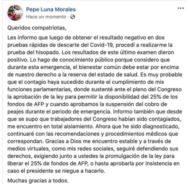 Anuncio de José Luna Morales.