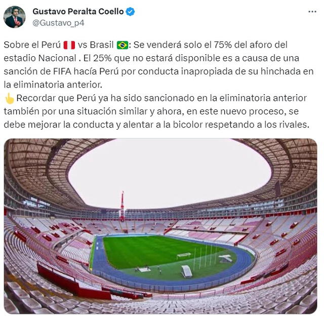 Información sobre el Perú vs. Brasil. Foto: X/Gustavo_p4   