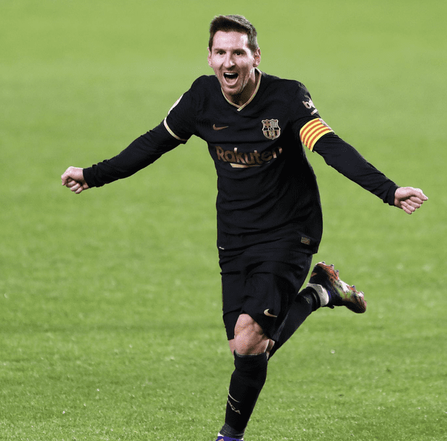 Celebración en un gol de Lionel Messi con la camiseta alterna del FC Barcelona. Foto: Instagram Messi.