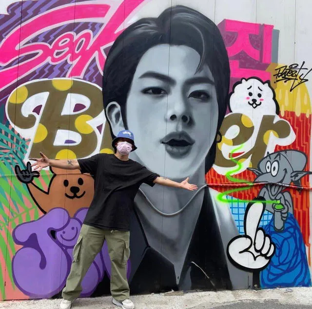Mural de Jin de BTS. Foto: Instagram