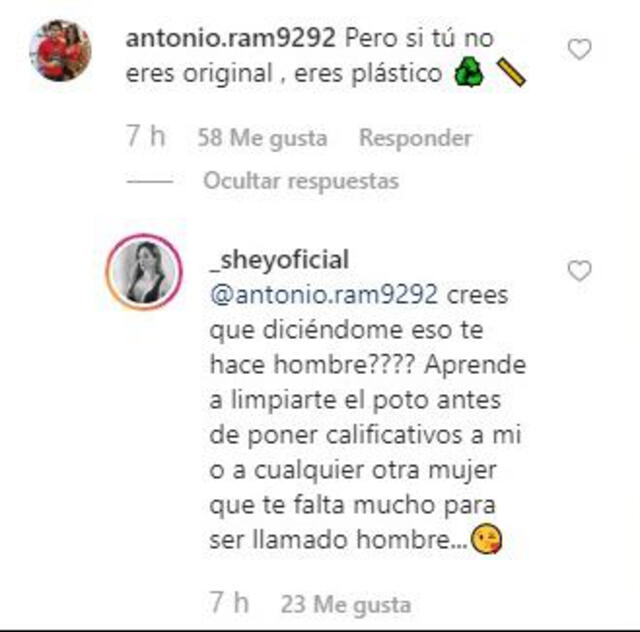 Sheyla Rojas responde tras ser insultada en Instagram Sheyla Rojas responde tras ser insultada en Instagram