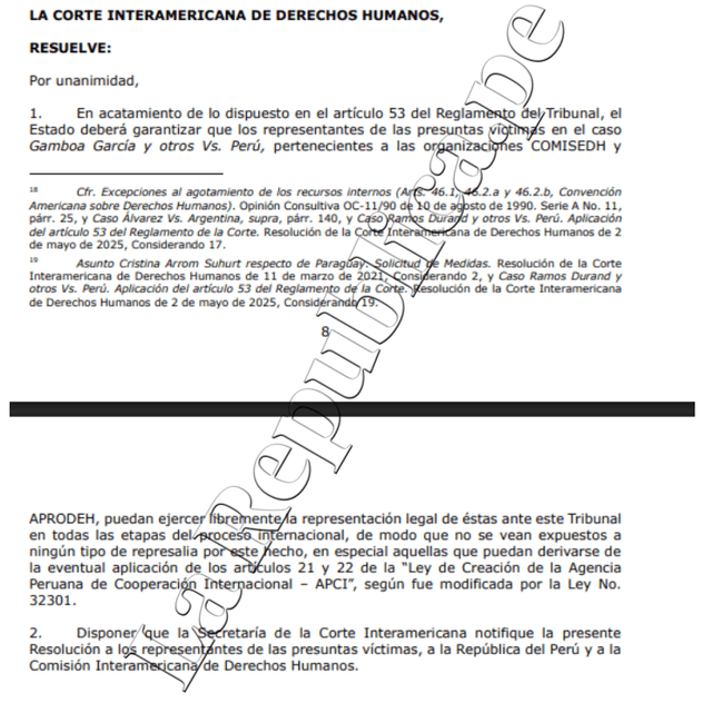  Decisión de la Corte Interamericana de Derechos Humanos.   