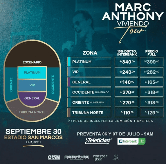 Marc Anthony volverá al Perú como parte de su gira "Viviendo tour 2022".
