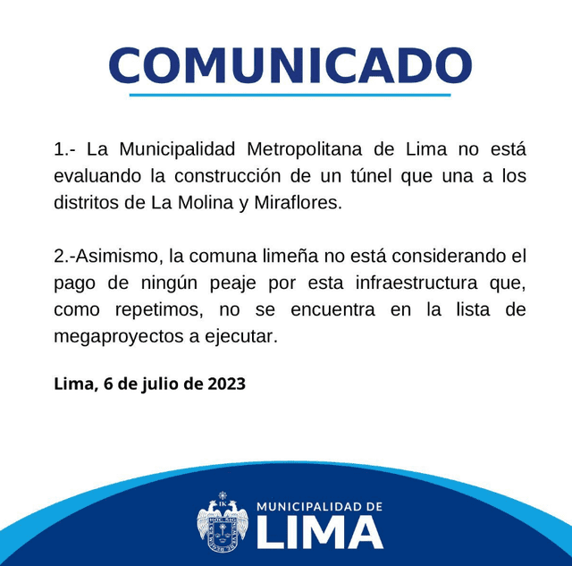 El túnel La Molina - Miraflores iba a ser construido por una Asociación Pública Privada (APP) . Foto: Facebook / Municipalidad de Lima 