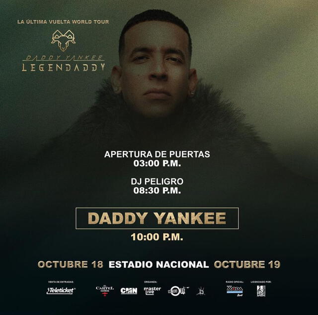 Horario de inicio del concierto de Daddy Yankee