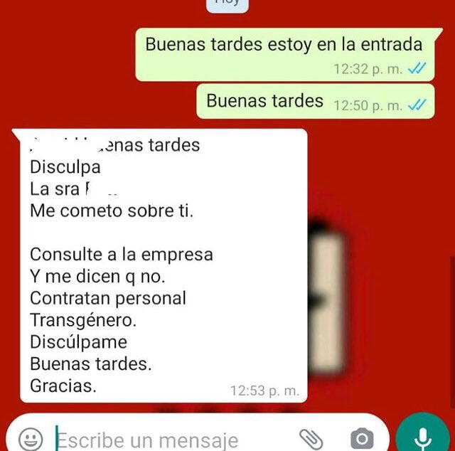 Caso de Transfobia. Foto: Twitter @ftmpe