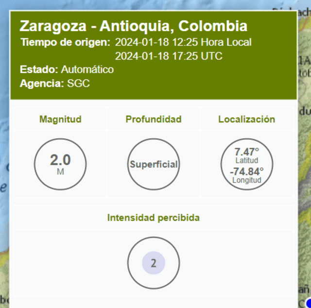 Sismo en Colombia. Foto: SGC