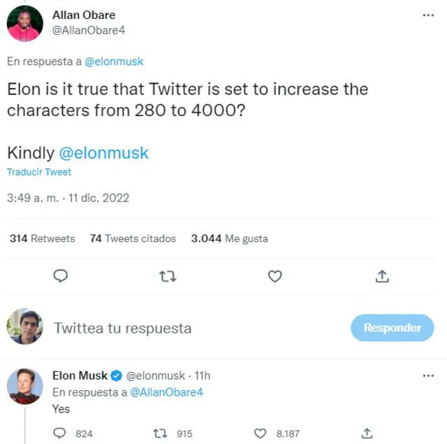 Elon Musk planea ampliar el límite de caracteres de Twitter, para pasar de 280 a 4000