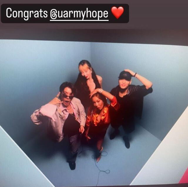 J-Hope junto con HyunA, Jessi y Dawn. Foto: Instagram/Jessi