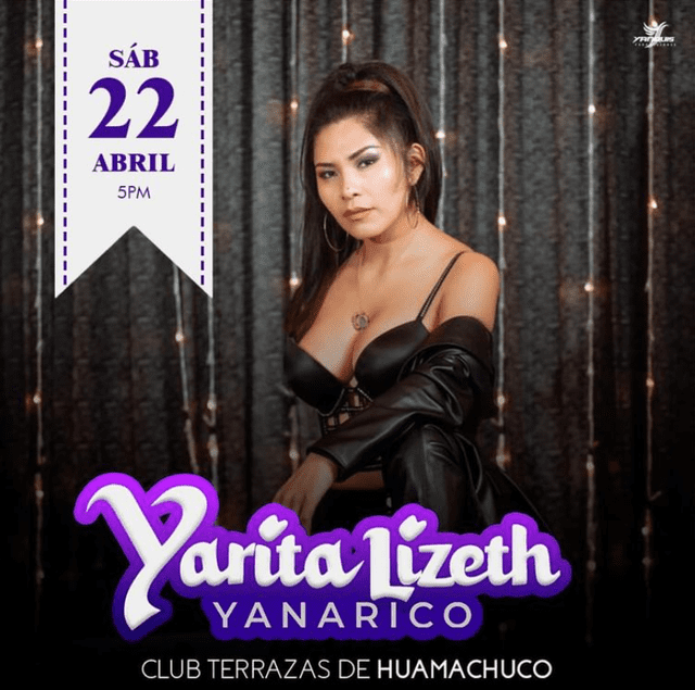  Yarita Lizeth se presentará este 22 de abril en el Club Terrazas de Huamachuco. Foto: Instagram/YaritaLizeth  