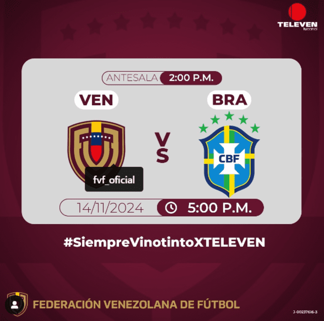 Televen transmitirá el juego de la Vinotinto vs. el Scratch. Foto: Televen/Instagram   