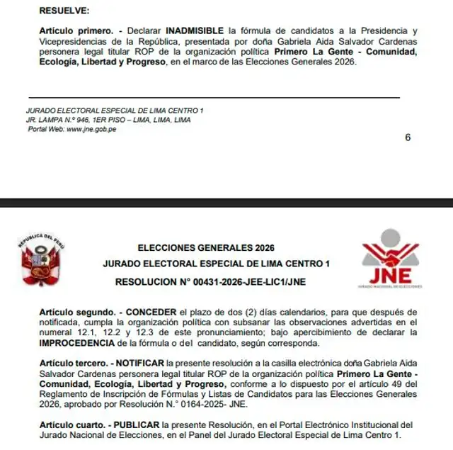  Resolución del JEE de Lima Centro 1   