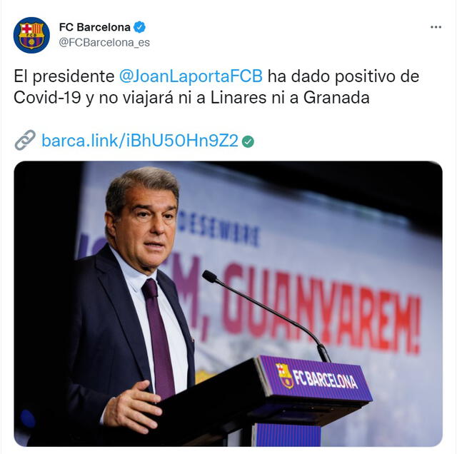 Comunicado del FC Barcelona sobre Joan Laporta. Foto: FC Barcelona.