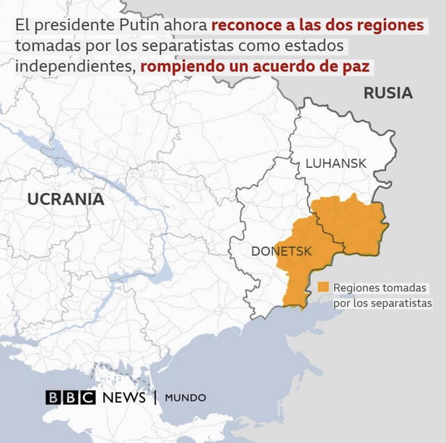 Contexto histórico del conflicto armado entre Rusia y Ucrania. Foto: BBC.