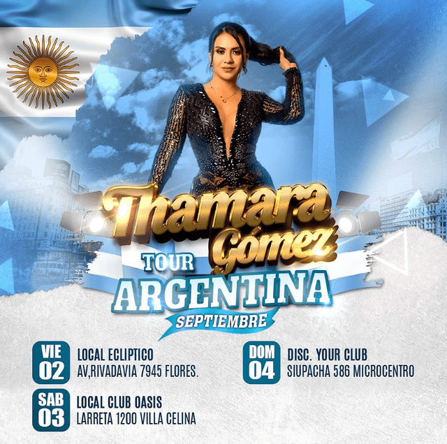 Thamara Gómez hizo una gira en Argentina. Foto: Instagram