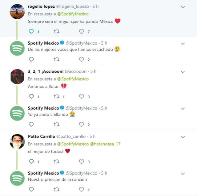 Reacciones de usuarios en Twitter por la publicación de Spotify por la muerte de José José