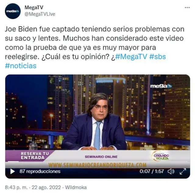 Extracto del programa de Jaime Bayly, realizado el 22 de agosto. Foto: captura en Twitter / Mega TV.