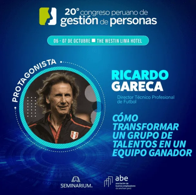 Afiche de Ricardo Gareca en congreso de gestión d epersonas