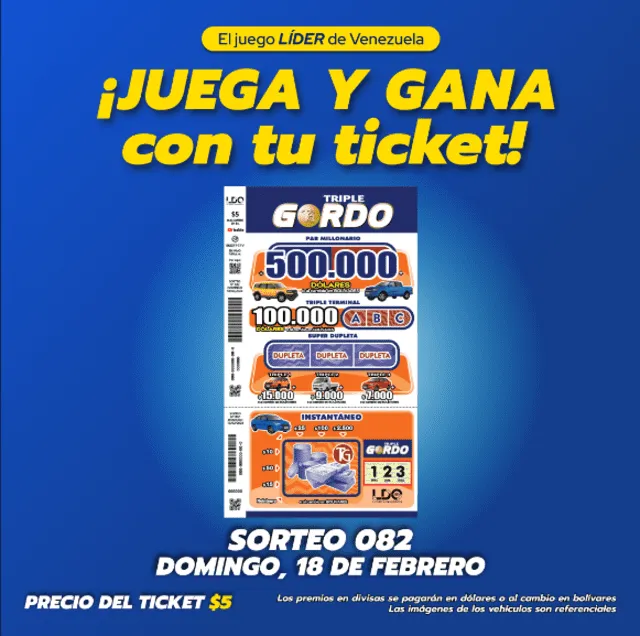 Imagen de la página que promociona el sorteo del domingo 18 de febrero. Foto: Triple Gordo