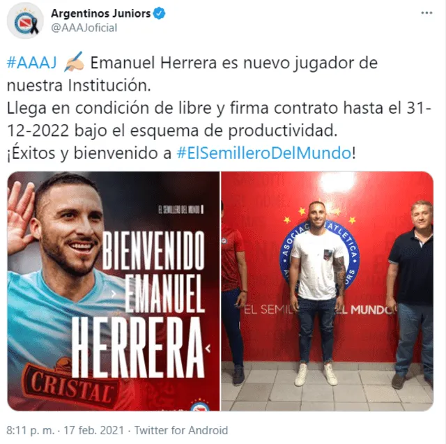 Argentinos Juniors presentó a Emanuel Herrera.